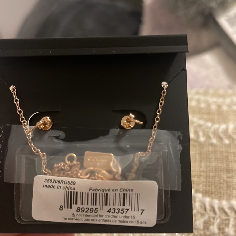 Coach rose gold flower stud earrings and matching necklace set - Picture 10 of 10